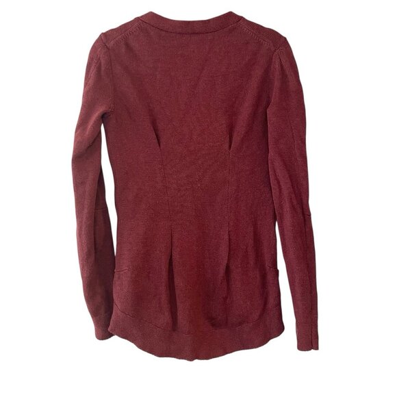 Cabi Women's Burgundy Catch Button Cardigan #3529 100% Cotton Size XS - Picture 2 of 5